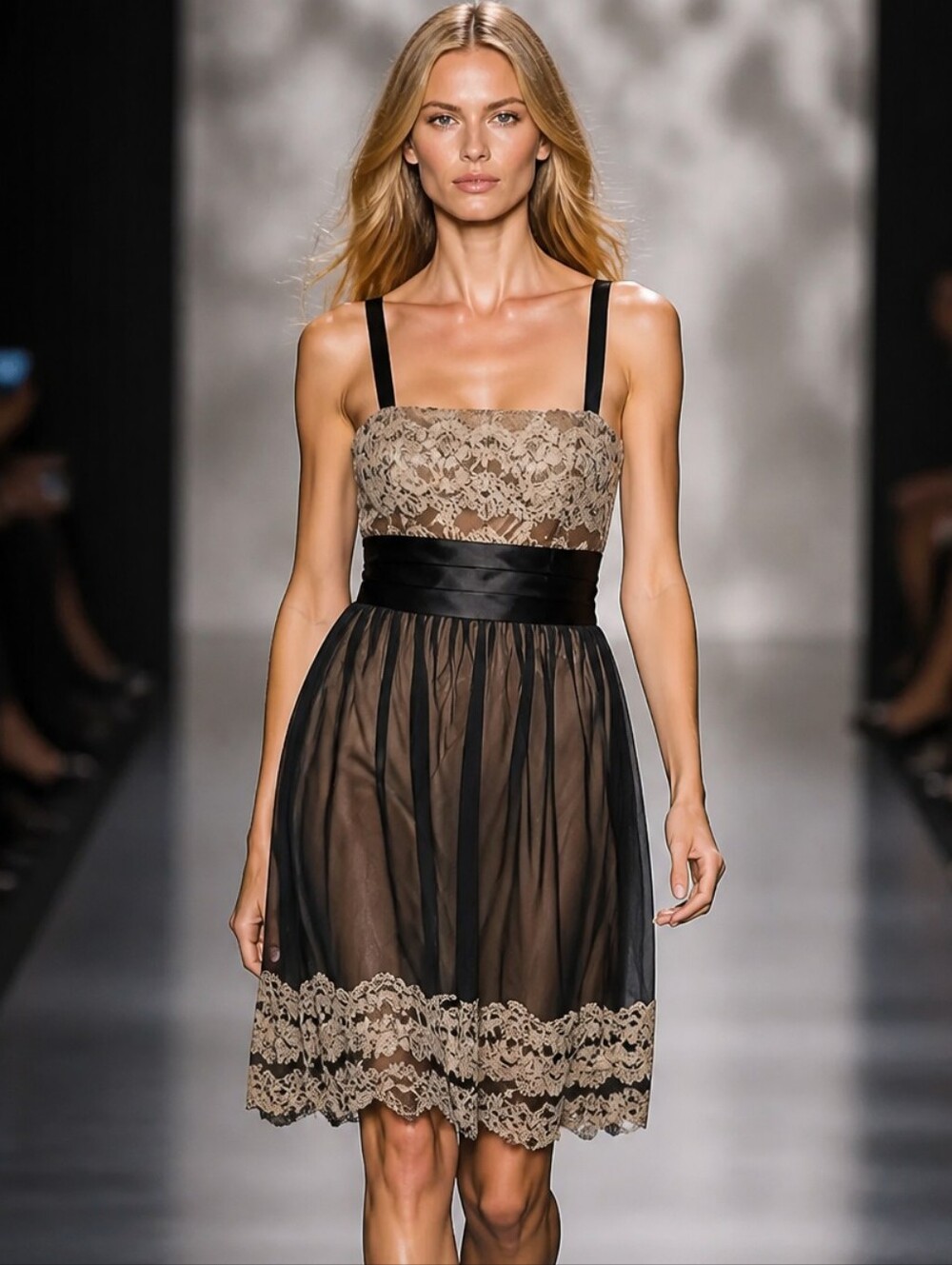 NWT R&M Richards Black And Gold Cami Cocktail Dress Size 14P